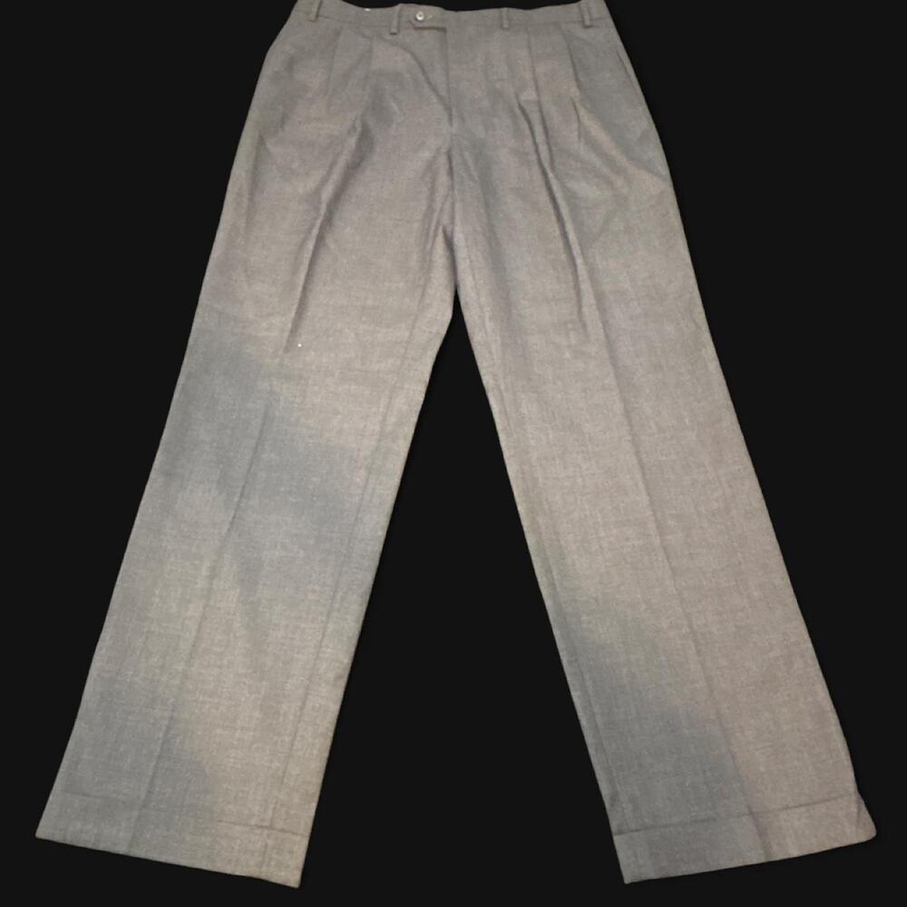 Lauren Ralph Lauren Dark Gray Wool Double Pleated/Cuffed Dress Pants Mens 38x34
